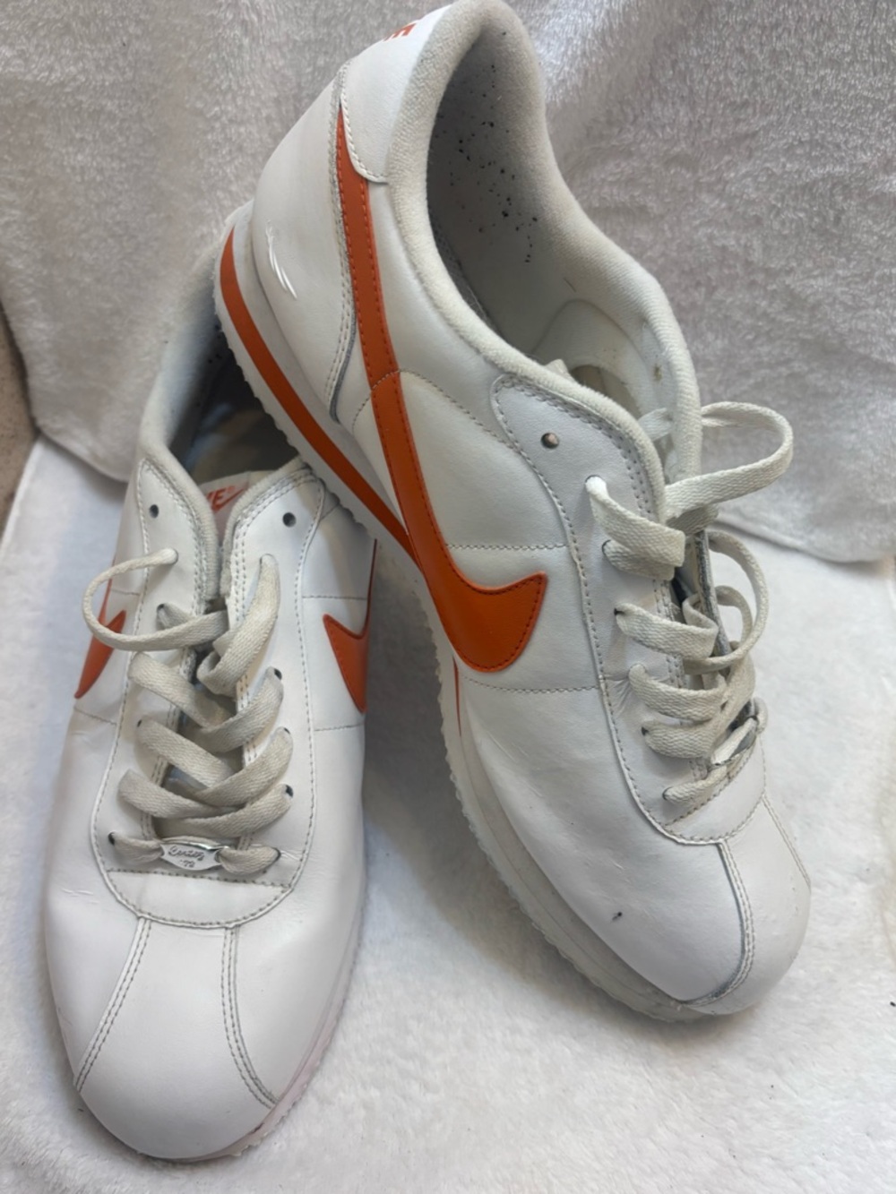 Nike Cortez Men’s White Sneakers with Orange Swoosh